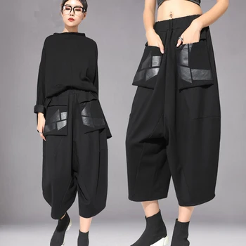 

Hip Hop Clothes Adult Street Dance Pant Handsome Pocket Baggy Pants Casual Cropped Pants Women Hiphop Dance Costume Rave BL4280