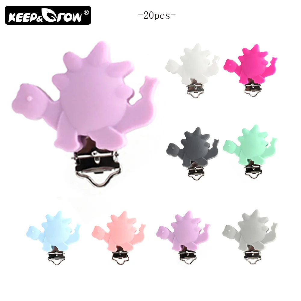 Keep& Grow 20 шт Силиконовые зажимы для соски динозавр нетоксичный держатель для соски детский Прорезыватель DIY Ожерелье Подвеска игрушки аксессуары
