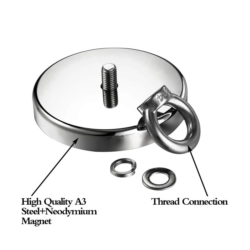 

1144Lbs(520Kg) Pulling Force Magnetic,Diameter 4.72Inch(120Mm),Grade N52 Round Neodymium Magnet With Eyebolt And Countersunk H