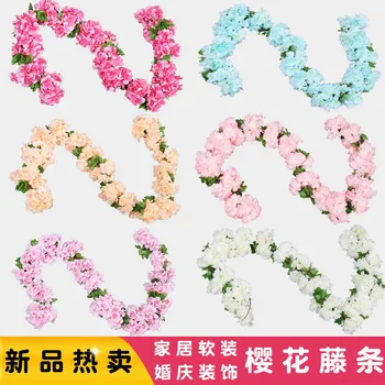 

Artificial Cherry Blossom Rattan Air Conditioning Pipe Occlusion Rattan Chair Decoration Artificial Flower Rattan Wedding Set Do