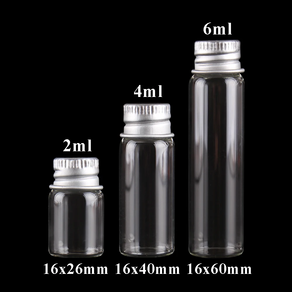 10pcs Diameter 16mm Transparent Glass Bottles with Aluminium Caps Glass Wishing Bottles 2ml 4ml 6ml Mini Jars glass bottles,refillable bottles