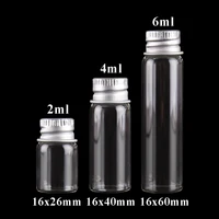 10pcs Diameter 16mm Transparent Glass Bottles with Aluminium Caps Glass Wishing Bottles 2ml 4ml 6ml Mini Glass Jars 1