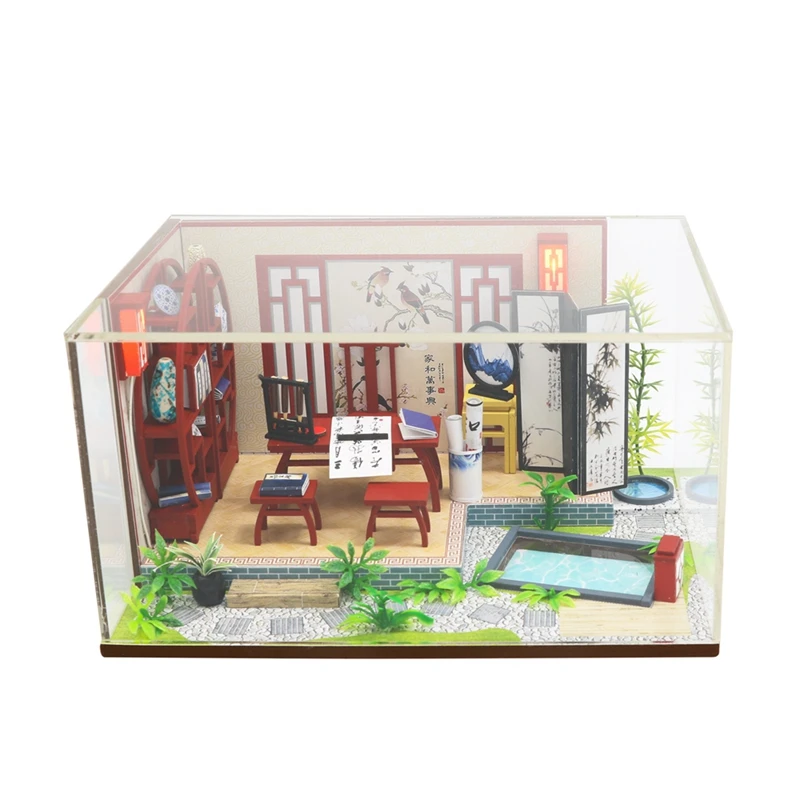 Деревянная игрушка Diy кукольный домик Миниатюрный Кукольный домик ручной работы кукольный дом мебель головоломка собрать 3D миниатюрные модели игрушек для детей
