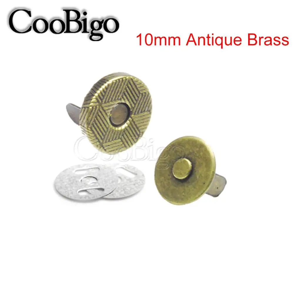10mm Antique Brass 20 комплектов в упаковке, диаметр 10 мм, 14 мм, 18 мм, крепкие магнитные застежки-застежки, пуговицы для сумочки, кошелька, рюкзака, аксессуаров - Цвет: 10mm Antique Brass