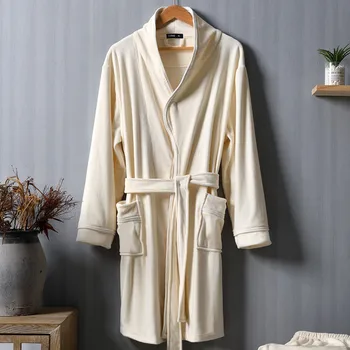 

Coral Fleece Sleepwear Bathrobe Lovers 2PCS Robe&Pants Flannel Pajama Kimono Gown Home Clothes Warm Intimate Lingerie Nightgown