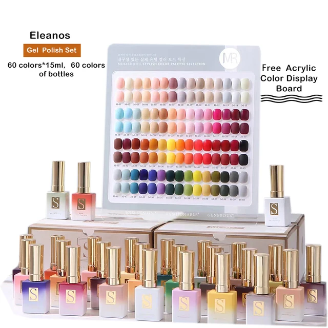 Eleanos New 60 Colors Gel Polish Set Color Gel Polish 60 Different Bottles For Nail Art Design Whole Set Nail Gel Learner Kit MJE 60 Colors