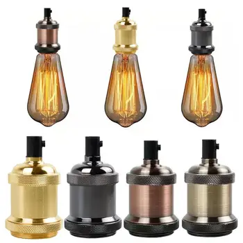 

Retro Hanging Lamp Holder Accessories Plastic Inner Core E27/e26 Aluminum Lamp Holder with Black Wire Buckle