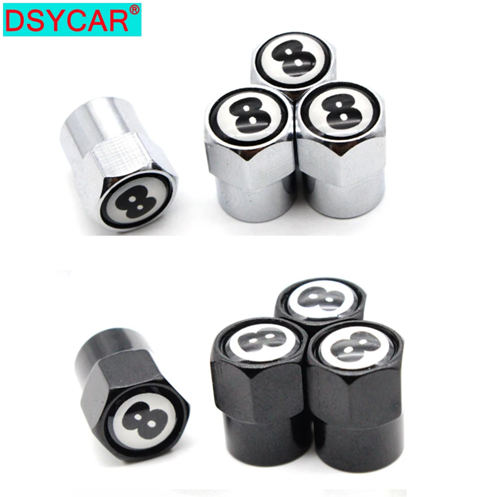 Dsycar 4pcs/set Car Styling Aluminium Alloy/copper No.8 Logo Car Tire Valve Caps Wheel Tires