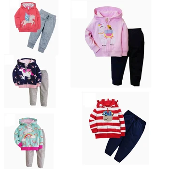 

baby girls cartoon clothes long sleeve hooded jacket+pants 2pcs cloting set baby boy outfit 2020 fall toddler infant zipper