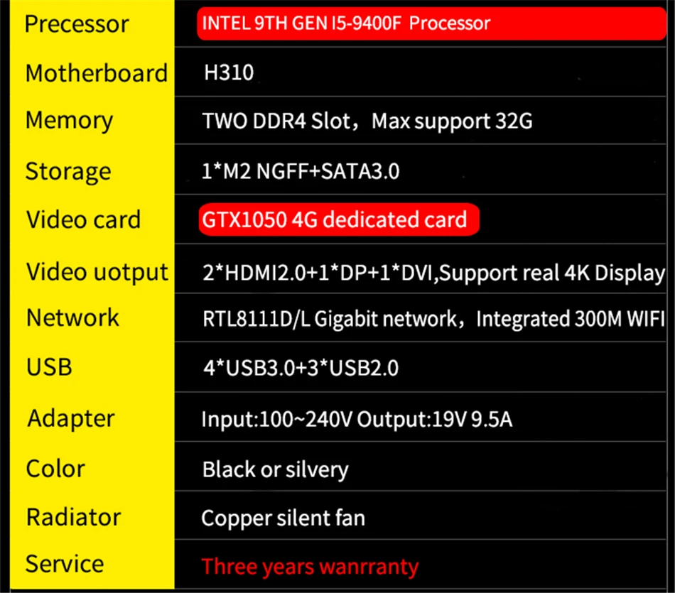 Topton 2019 игровой ПК i5 9400F 6 ядер 6 потоков Nvidia GTX 1050TI 4 Гб мини компьютер 2 * DDR4 2666 МГц 2 * HDMI 2,0, 1 * DP, 1 * DVI WiFi