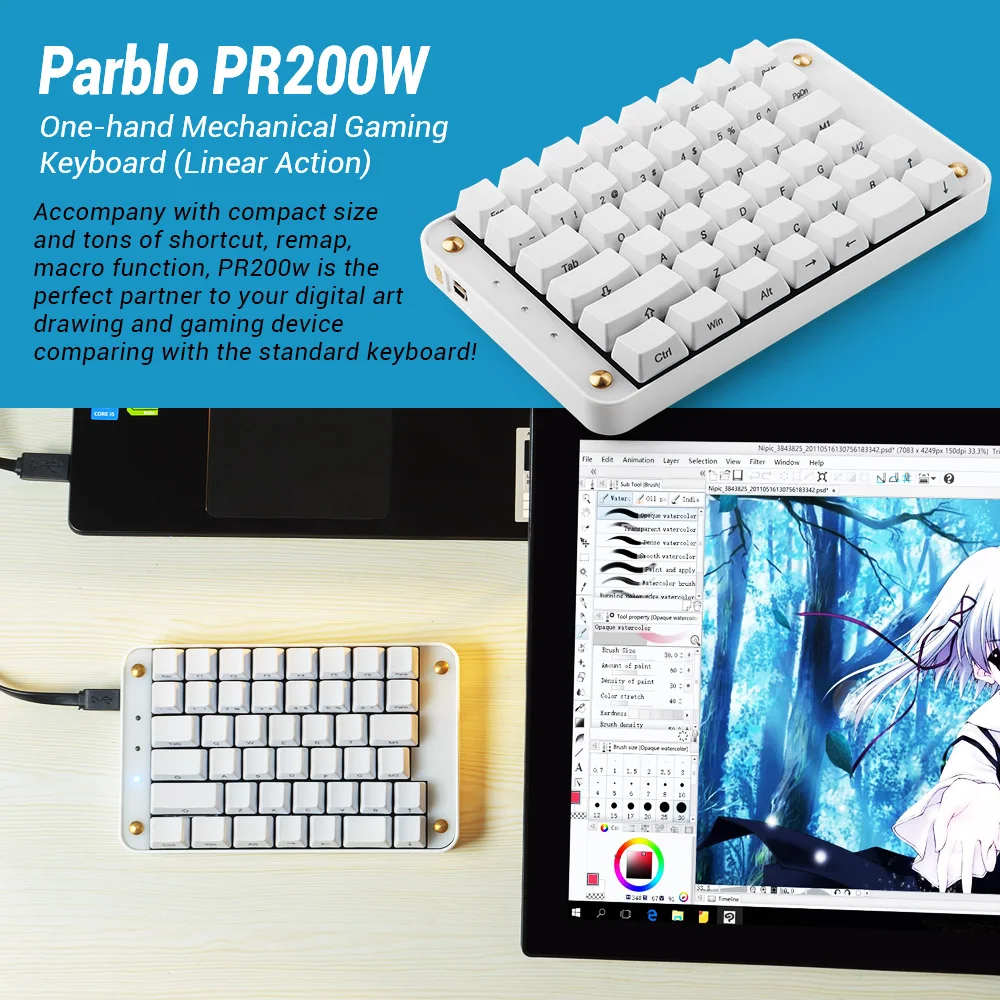Parblo Coast22 21.5 Inch Graphics Tablet Monitor IPS LCD Screen Cordless and Battery-free Pen with Adjustable Stand
