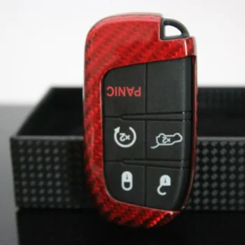 

2020 Carbon Fiber Red Key Case Cover For Jeep Dodge Challenger SRT Hellcat SXT R/T GT Direct Replacement Car Styling Accessories