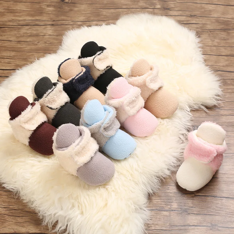 

Newborn Baby Shoes Boy Girl Toddler First Walkers Booties Cotton Comfort Soft Anti-slip Warm Infant Crib Shoes