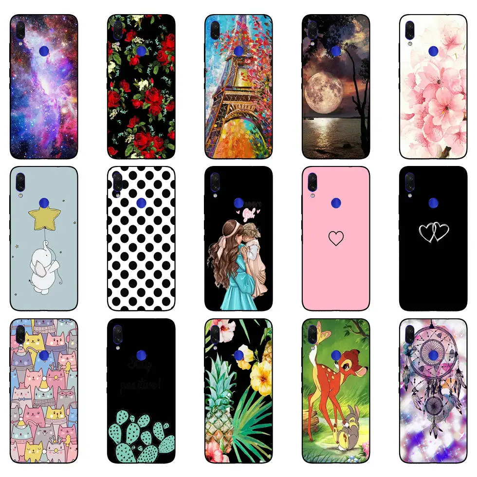 Untuk Xiaomi Redmi Note 7 Hitam Case Silikon Lembut Funda untuk Xiaomi Redmi Catatan 7 Hitam TPU Case Pelindung 6.3 