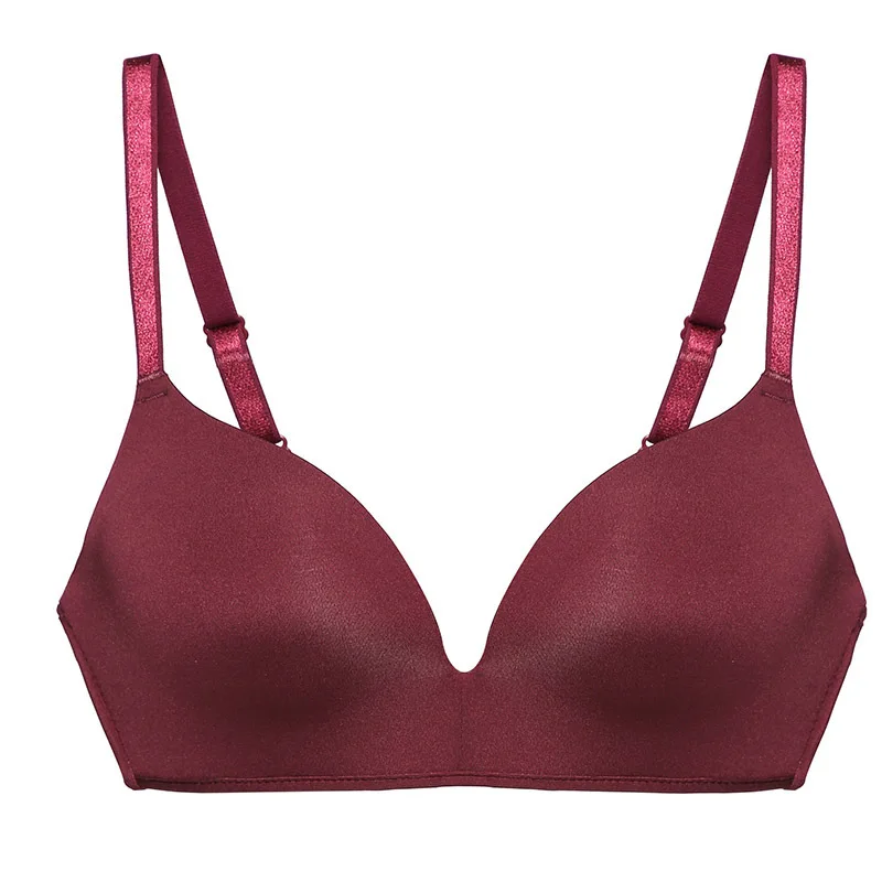Ультратонкий бесшовный беспроводной бюстгальтер - Цвет: Wine red