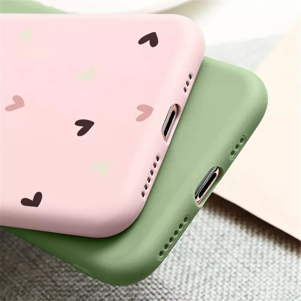 Candy Color Cute Love Heart Phone Case For iPhone 13 12 11 Pro Max 7 8 Plus X XS Max XR SE 2020 Soft TPU Silicon Back Cover iphone 13 pro max cover