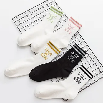 

Korean bright cotton socks Harajuku English letter Sock Woman socks fun Hip Hop Skateboard crew Sokken