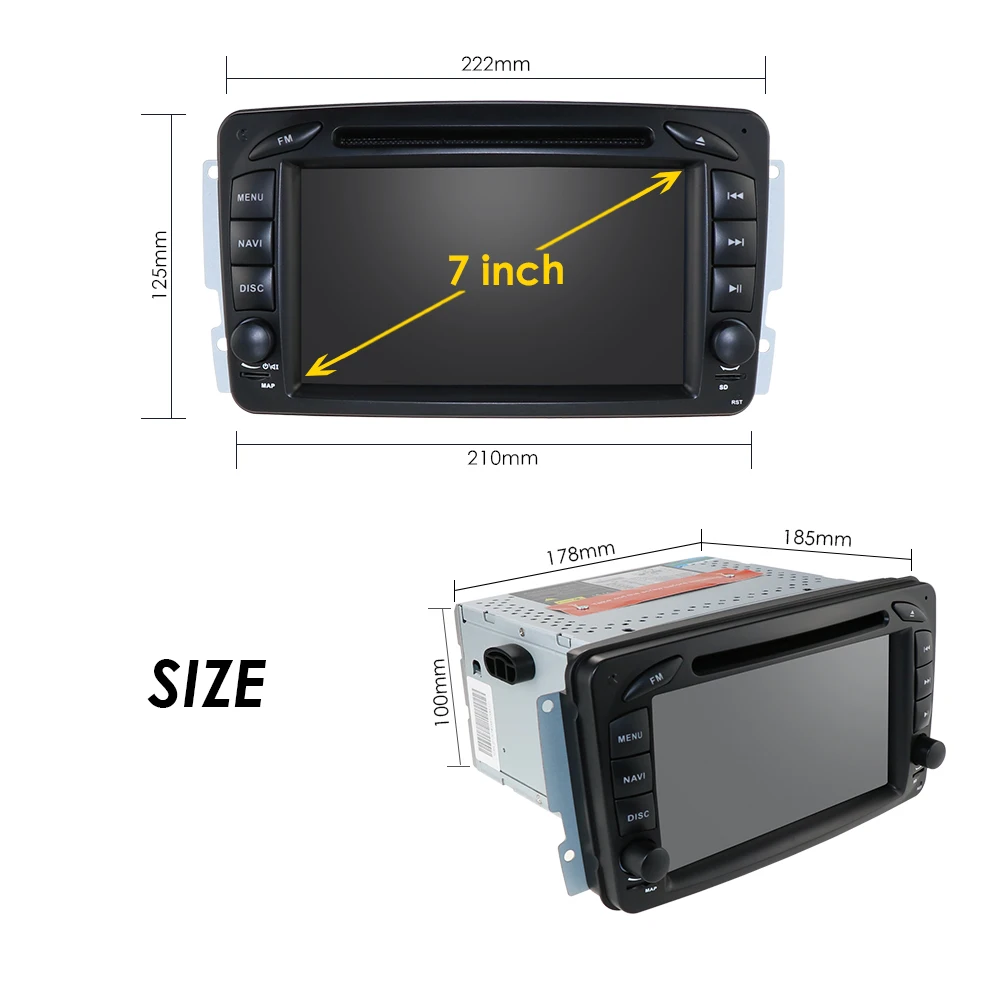 Top NEW!!!2DIN Android 9.0PX5 Octa core 4GRAM+64GROM GPS Navigation for Mercedes-Benz A-W168 C-W203Viano VitoW209Support SWC WIFI 3