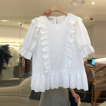 

2020 Spring and Summer New Style Chiffon Office Lady Shirts Korean-style Flounced White Shirt Female Loose Sweet Shirts
