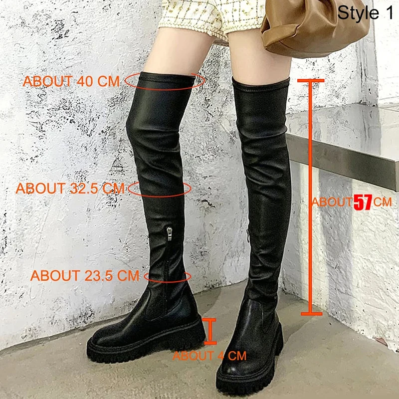 Женские сапоги выше колена на платформе, женские сапоги на каблуке,  плюшевая теплая зимняя обувь, женские облегающие привлекательные ботфорты,  приблизительно 35-43 | AliExpress