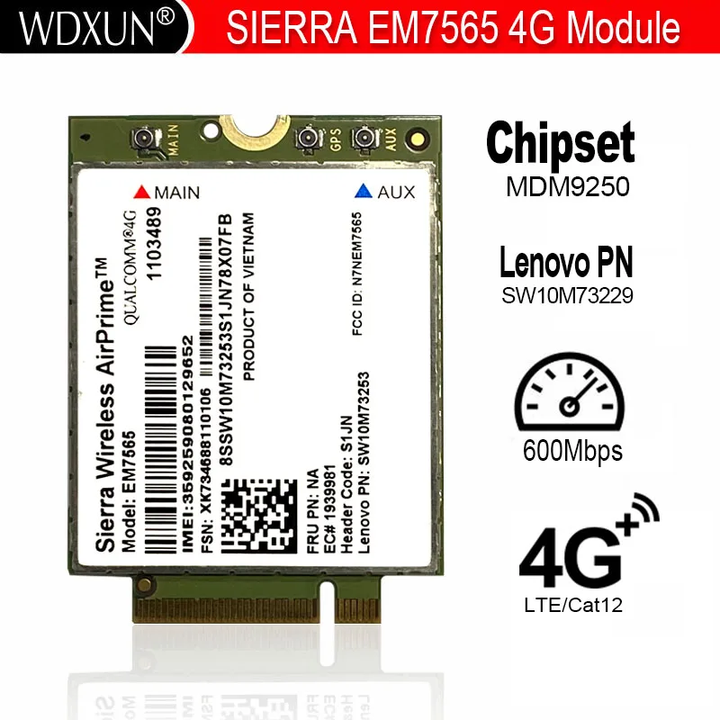 

Sierra Wireless EM7565 LTE-модуль Advanced Pro Cat-12, глобальная связь с 3G Fallback для ноутбука Thinkpad Carbon X1 6