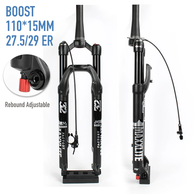 MTB Mountain Bike Air Suspension Fork 27.5 29 Inch BOOST 110x15mm Thru Axle  Rebound Damping Adjustable Bicycle Shock Absorber