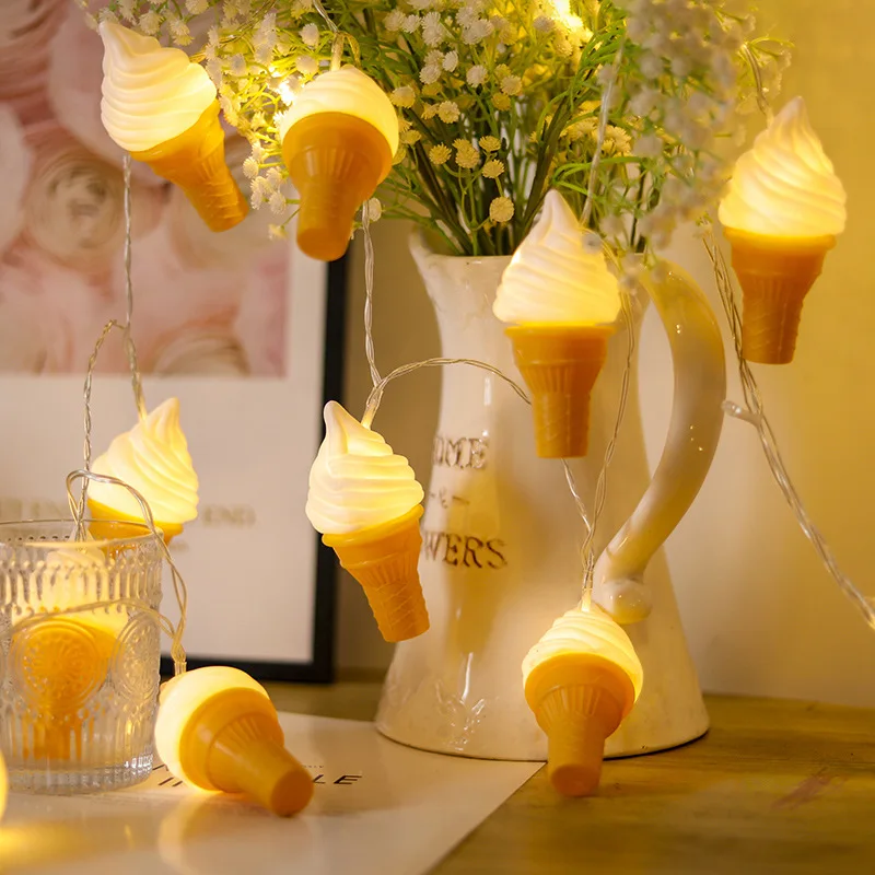 Hamburger Fries Decoration Lamp LED Ice Cream Lights String Children's Room Restaurant Birthday Party Ornaments | Освещение