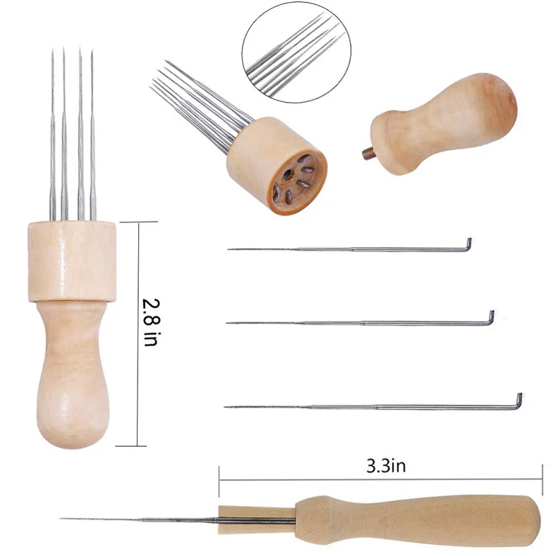 Fenrry 90Pcs Felting Needles 3 Sizes Felting Needles Wool Felt Tools DIY Craft Felt Needle with Solid Wood Handle