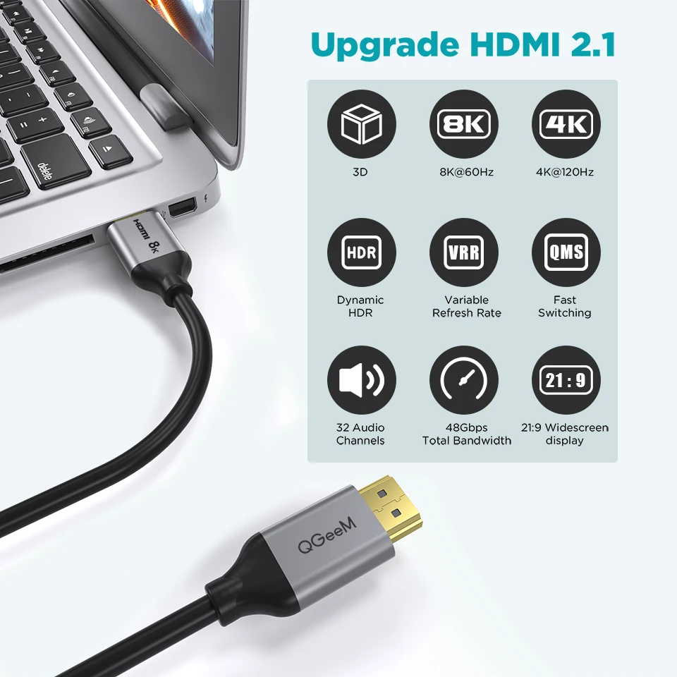 HDMI Cable 8K HDMI 2.1 Compatible Wire For Xiaomi Xbox Serries PS5 4 Chromebook Laptops 120Hz Splitter Digital Cable