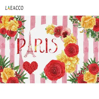 

Red Rose Flowers Stripes Paris Princess Birthday Party Customized Banner Photo Background Photography Backdrop For Photo Studio