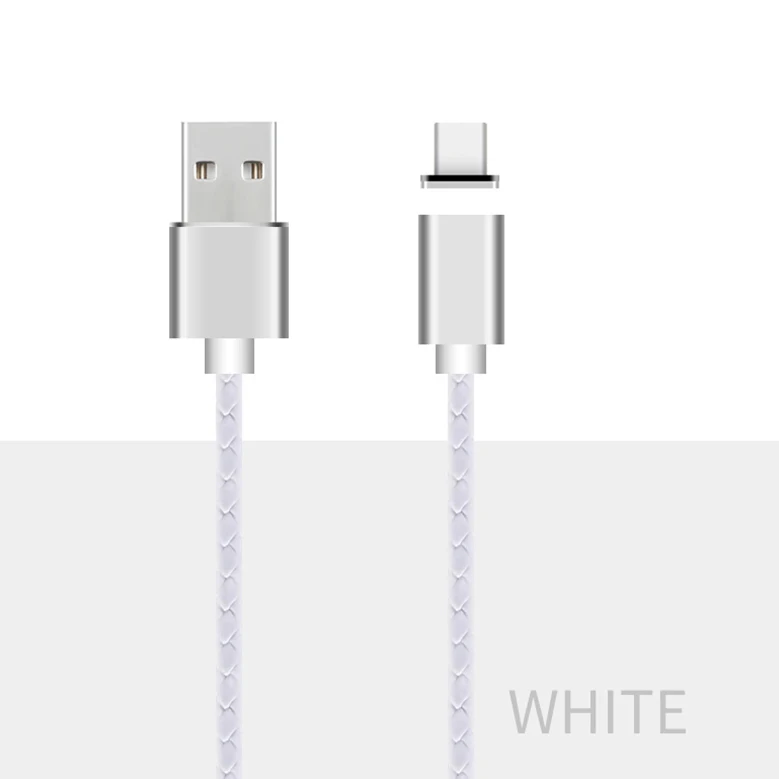 Магнитный кабель Micro usb type C кабель для iPhone 11 XS светодиодный 3A Быстрая зарядка USB C магнитное зарядное устройство для телефона samsung S10 Xiaomi 8 - Цвет: White