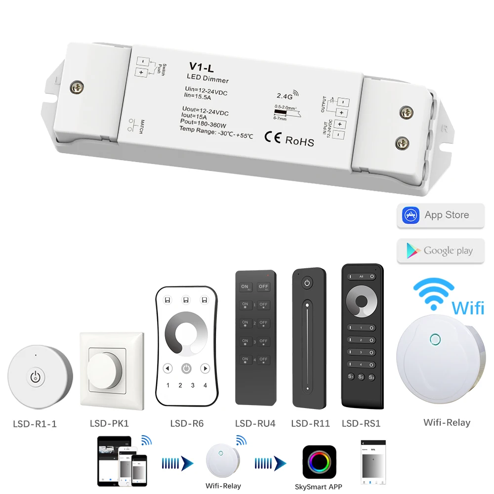 Светодиодный регулятор яркости 12 В Wi Fi PWM RF 2 4 ГГц беспроводной сенсорный пульт