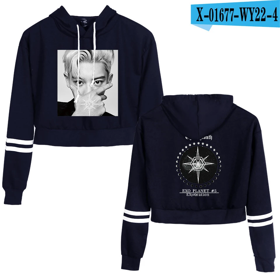 KPOP EXO PLANET#5, короткие толстовки с капюшоном, кофты, уличная одежда, топы, осень, EXO PLANET#5, женские толстовки с капюшоном, Harajuku, осень - Цвет: N