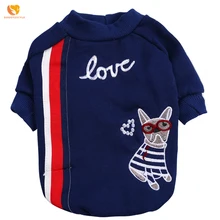 Футболка для собак, Одежда для питомцев, милая Синяя толстовка с принтом, футболка со щенком, пальто, одежда для бульдога, костюмы для собак, кошек, чихуахуа