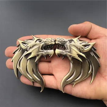 

8 * 7 cm Wolf Head Logo Car Sticker Decoration Beast Metal 3D Wolf Decal Body Emblem Badge Accessories For Ford Focus Mustang