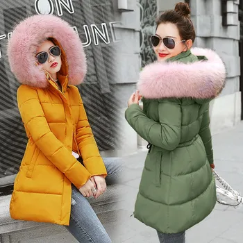 

Keep Warm Winter Coat Women 2019 Solid Color Slim Fit Long Women Parka Down Jackets Women Winter Clothing Hooded Parkas