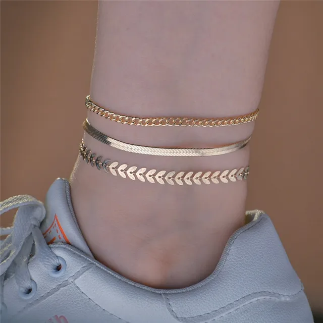 Gold Color Simple Chain Anklets For Women Beach Foot Jewelry Leg Chain Ankle Bracelets Women Accessories 5