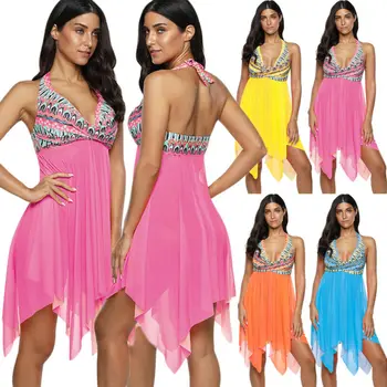 

Womens Bikini Cover Up Beach Dress Two Pieces With Panties Swimwear Beach Maxi Wrap Skirt Sarong Kimono Kaftan Dress