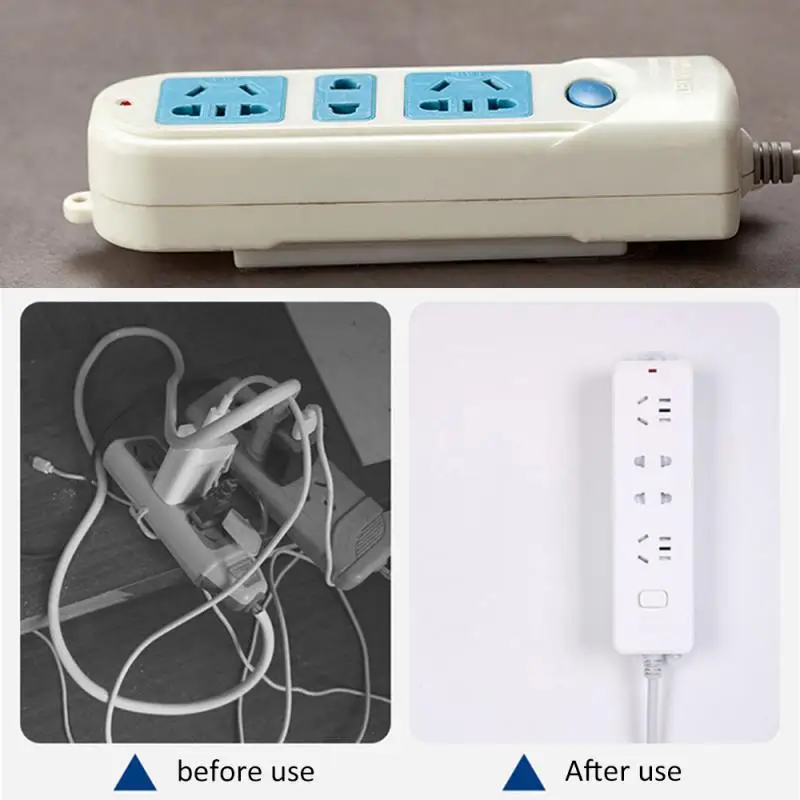 

Self Adhesive Power Strip Holder Row Plug Fixer Wire Organizer Wall Mounted Insert Design Free Punching