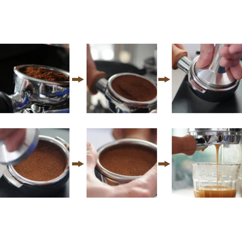 

58Mm Stainless Steel Coffee Machine E61 No Base Filter Bracket Coffee Bottomless Handle Coffee Spoon Wooden Handle Professional