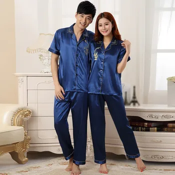 

Plus Size Womens Silk Satin Pajamas Pyjamas Set Long Sleeve Sleepwear Pijama Pajamas Suit Female Sleep Two Piece Set Loungewear
