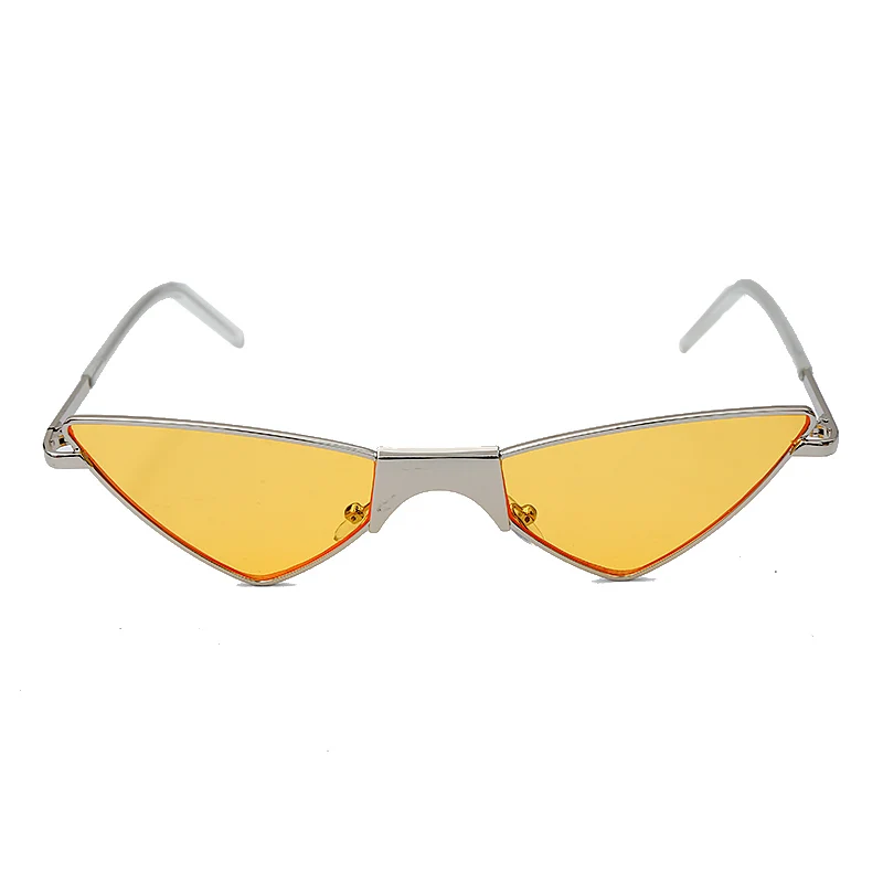 Женские маленькие солнцезащитные очки кошачий глаз, люксовый бренд, крутые сексуальные треугольные солнцезащитные очки, женские модные прозрачные линзы, металлические очки, UV400 - Цвет линз: 3 yellow