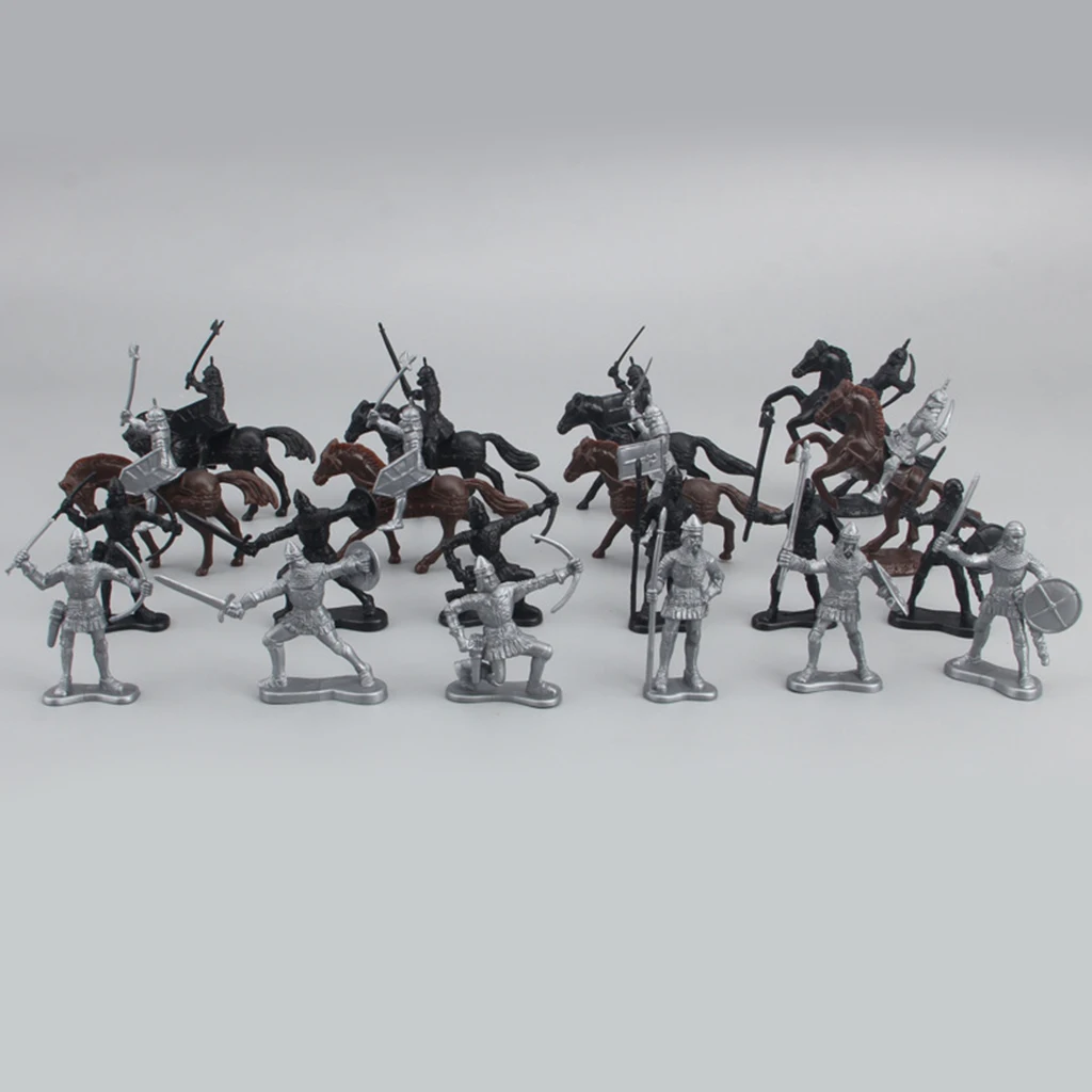 28 Piece Medieval Knights Horses Model Ancient Soldier Military Kids Toy Office Decor