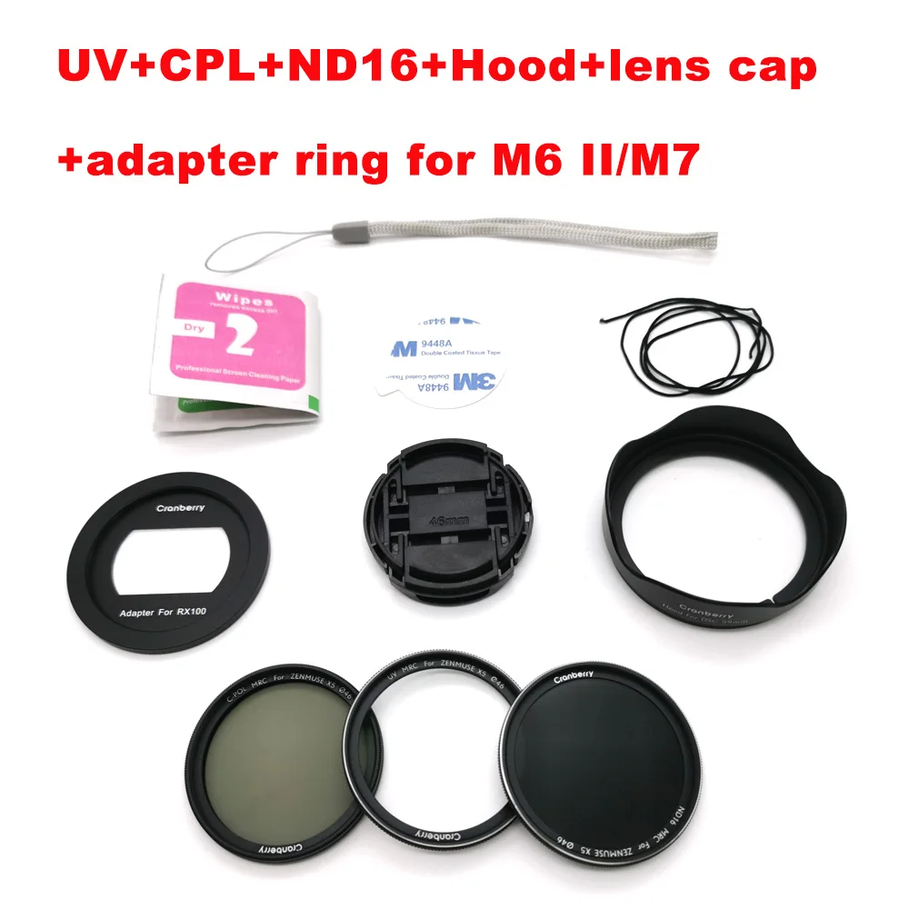 6pcs-set JINSERTA UV CPL ND16 набор переходных колец для sony RX100 M6 II M7 крышка объектива камеры для sony RX100 M6 II M7 аксессуары для камеры - Цвет: 6pcs-set
