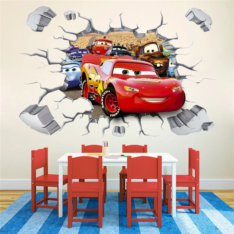 3D автомобили Queen Mater съемные настенные наклейки детская комната для мальчиков