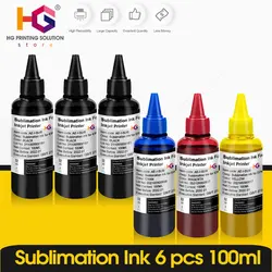 6 BottLe Inkjet Sublimation Ink Universal 2 Color x 100ML For Epson Desktop Printers Heat Transfer Ink Heat Press Used
