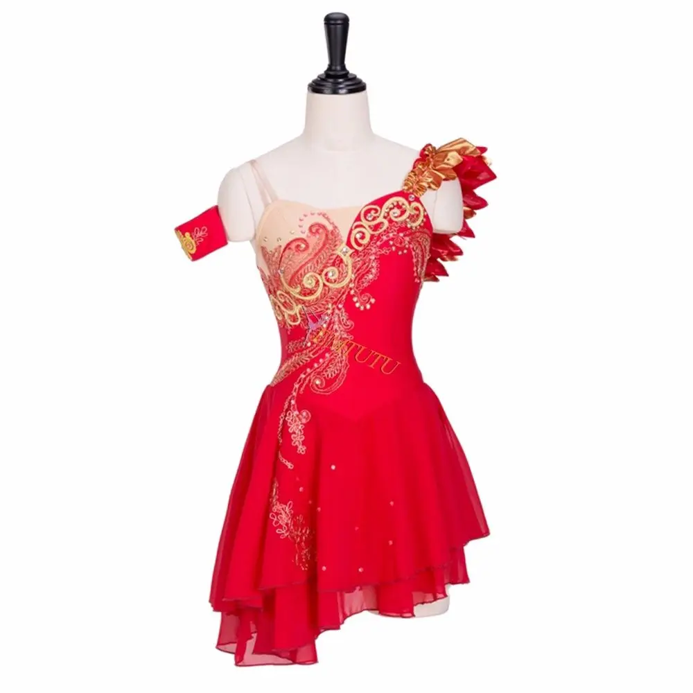 Cupid Ballet Stage Costume Red Gold Diana And Acteon Variation Professional Ballet Dress