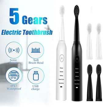 

Powerful Ultrasonic Sonic Electric Toothbrush USB Rechargeable Tooth Brush Electronic Washable Whitening Adult Teeth Brush