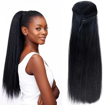 

XUANGUANG 22 Inch Kinky Straight Ponytail Hair Extensions In Synthetic Ponytails Claw Clip Ponytail Hair