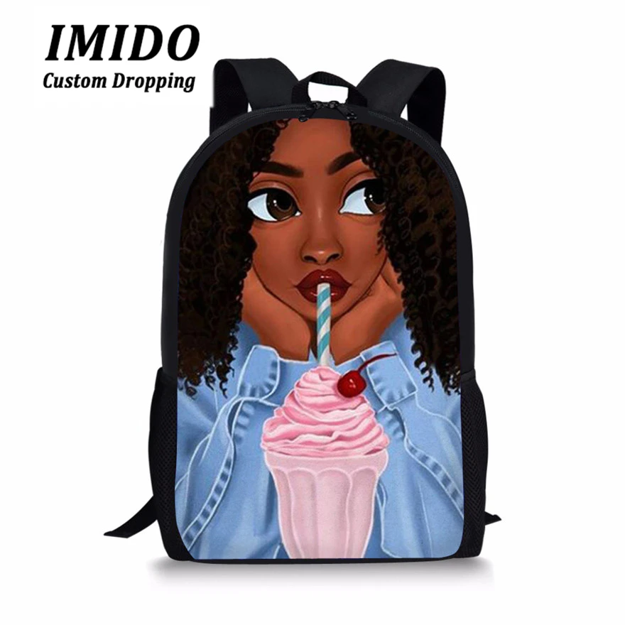 IMIDO стильный рюкзак 3 шт./компл. школьные сумки для детей черный арт в африканском стиле с принтом для девочек Школьный Рюкзак Детские сумки через плечо сумки для книг - Цвет: 5943C